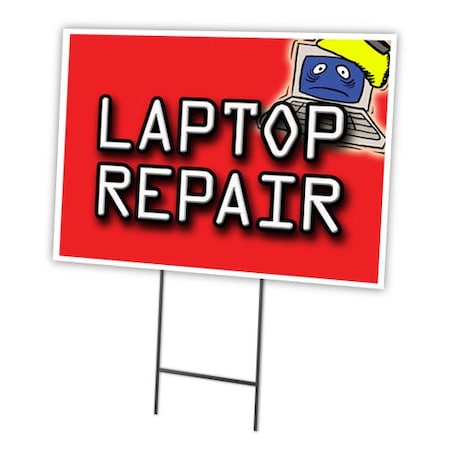 Signmission Laptop Repair Yard Sign & Stake outdoor plastic coroplast window, C-1216-DS-Laptop Repair C-1216-DS-Laptop Repair